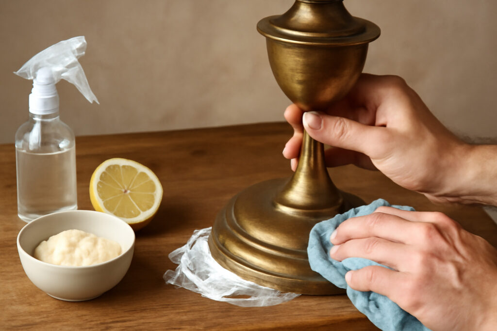 how do you clean brass lamps