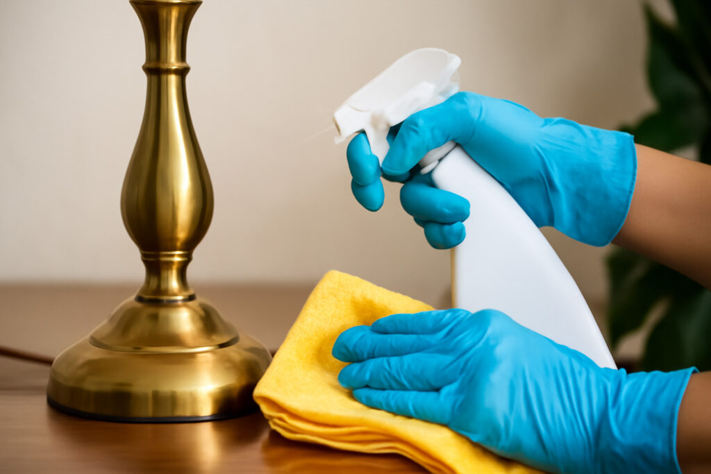 how do you clean brass lamps
