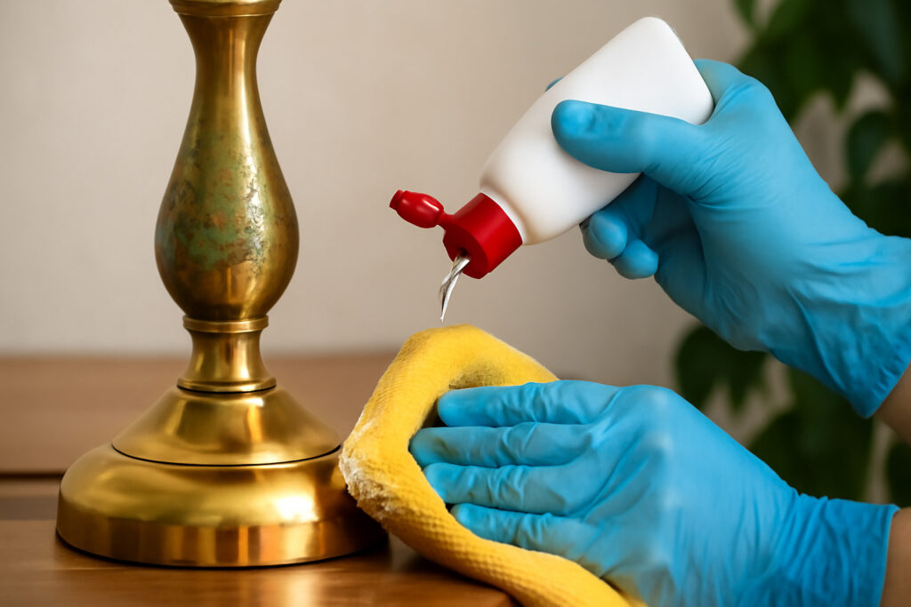how do you clean brass lamps