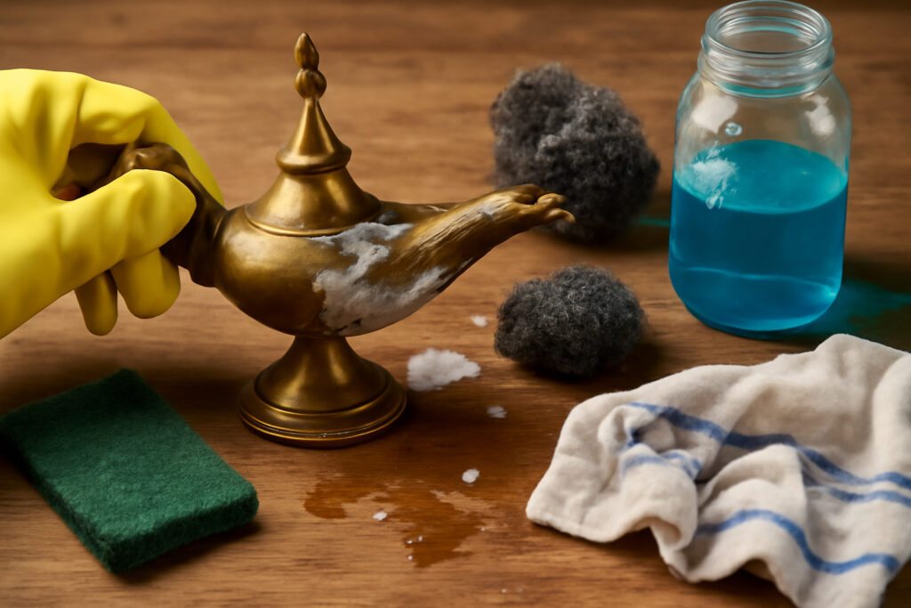 how do you clean brass lamps