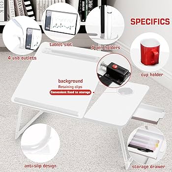 SAIJI Height & Tilt Adjustable Lap Desk, Portable ... - Amaz...