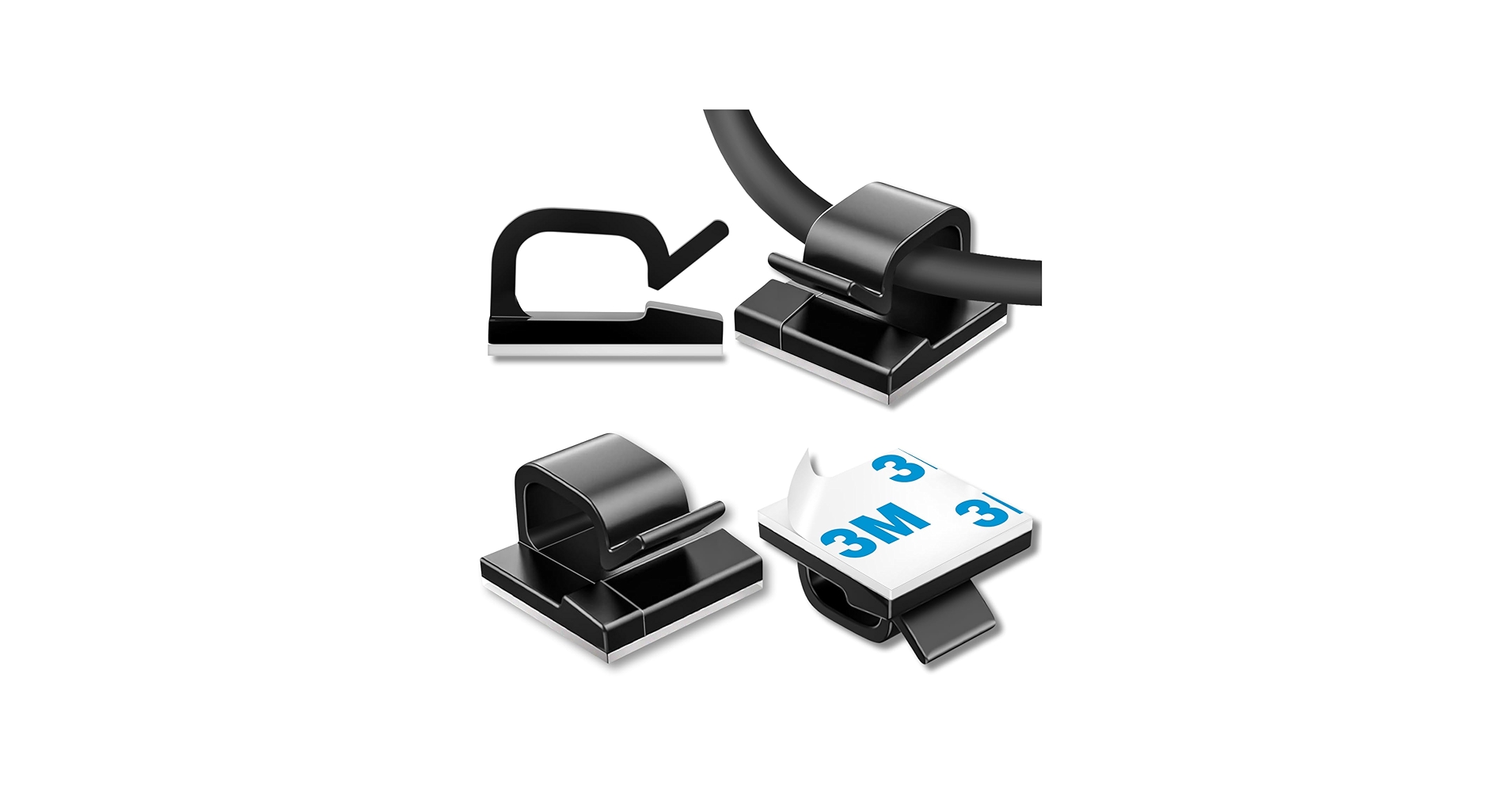 100 Pcs Cable Clips, Adhesive Cable Organizer Cord Holder Wire