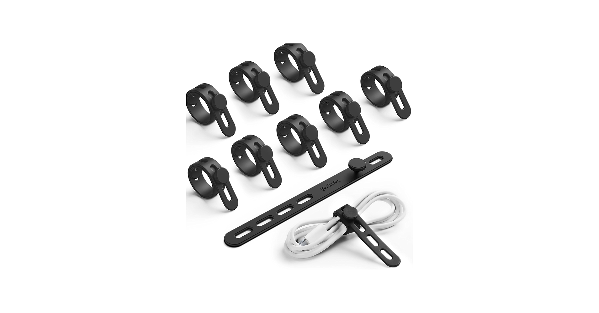 10Pack Silicone Cable Ties Cord Organizer Wrap