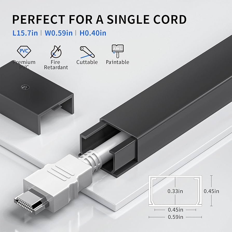 142in Black Cord Hider, Delamu Black Cord Covers