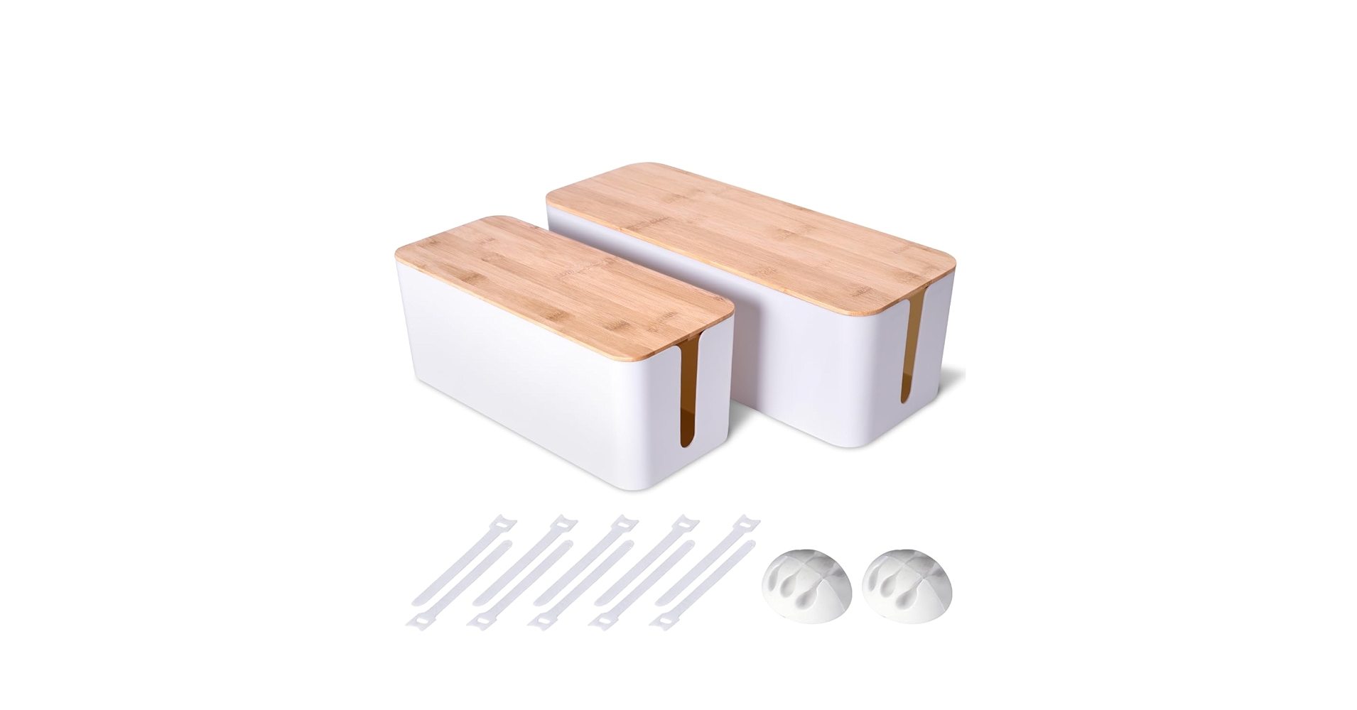 2 Pack Large Cable Management Box – Wooden