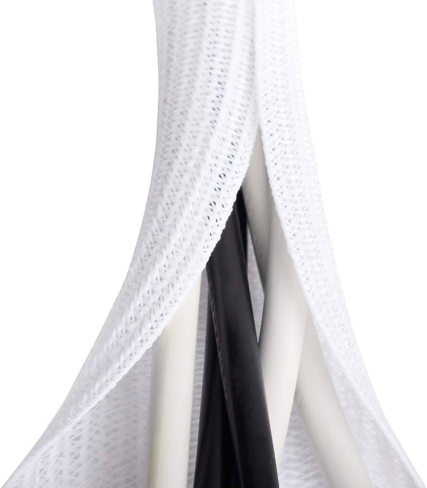 6.6ft - 4/5 inch White Cable Sleeve, Cable Organizer