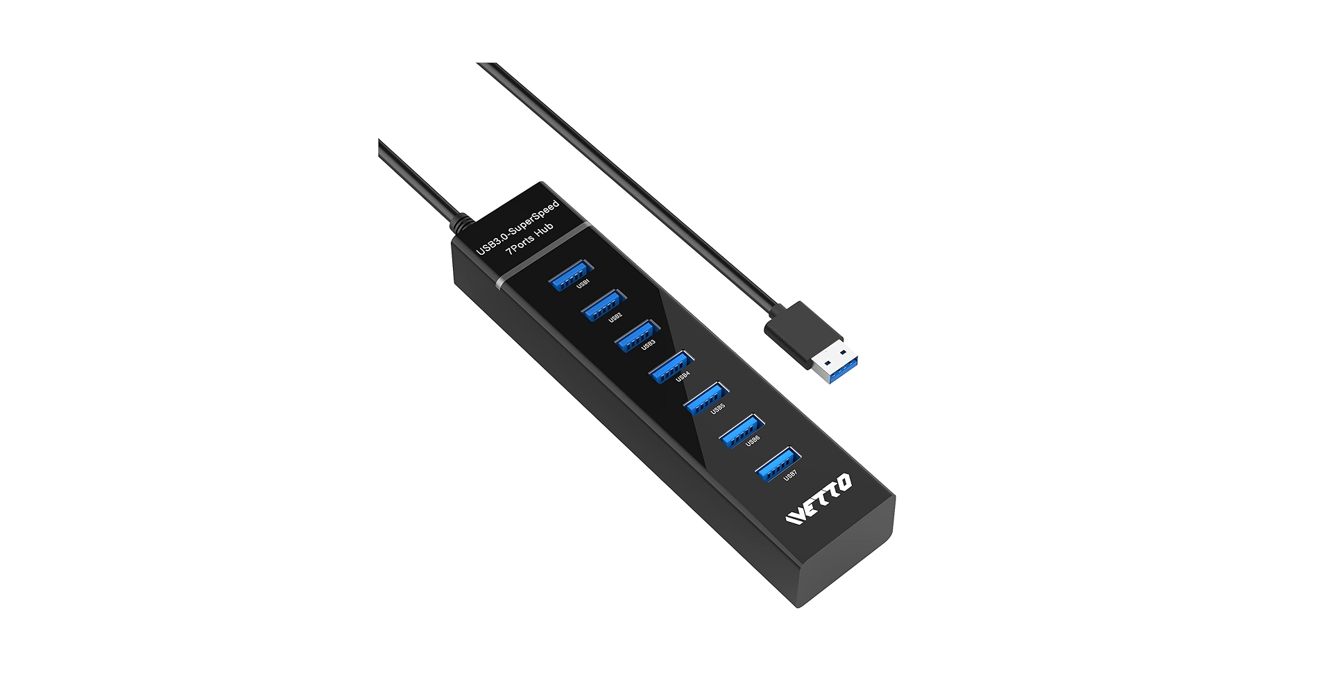 7-Port USB 3.0 Hub, IVETTO Data USB Hub Splitter