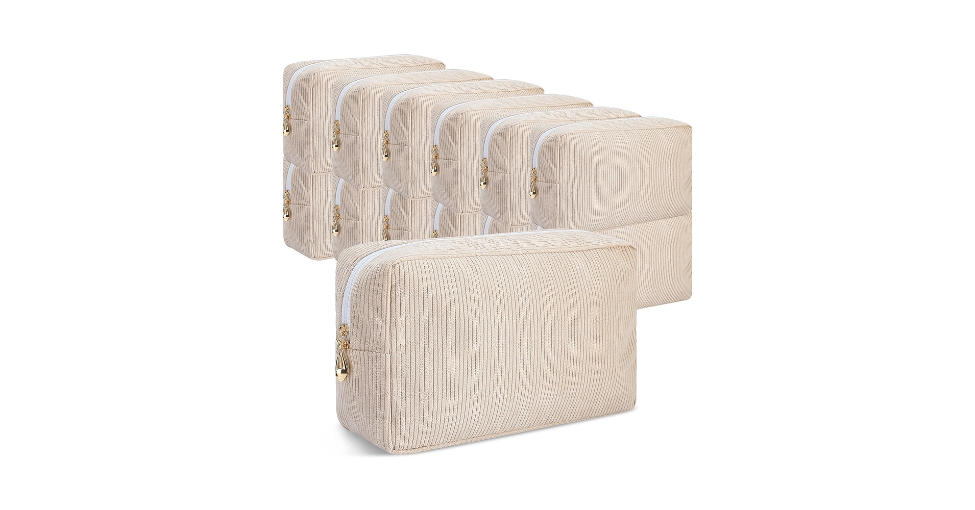 Amylove 12 Pcs Corduroy Makeup Bag Large