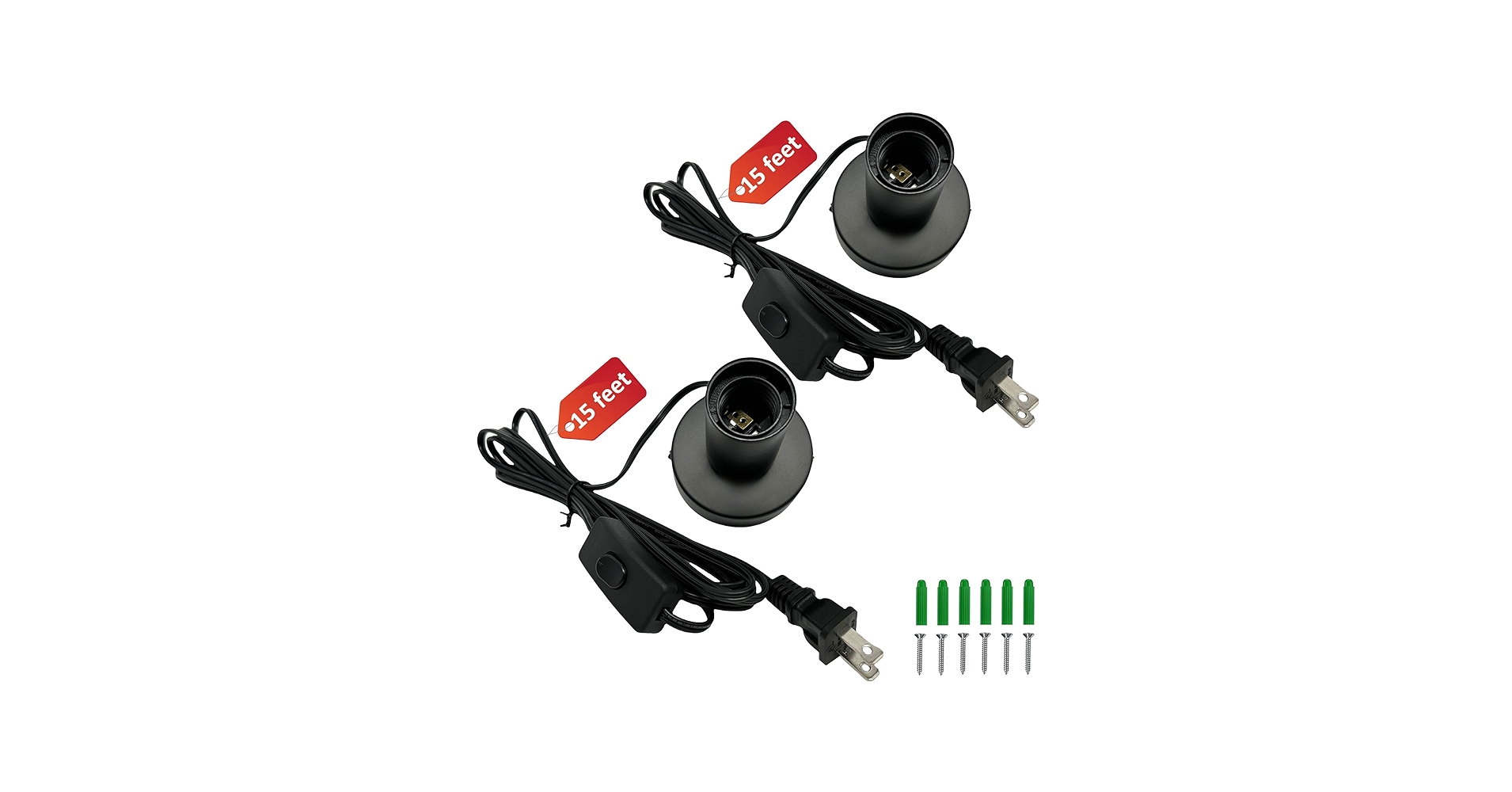 atiyoc Black Metal E26/E27 Screw Light Socket with 10FT Extension