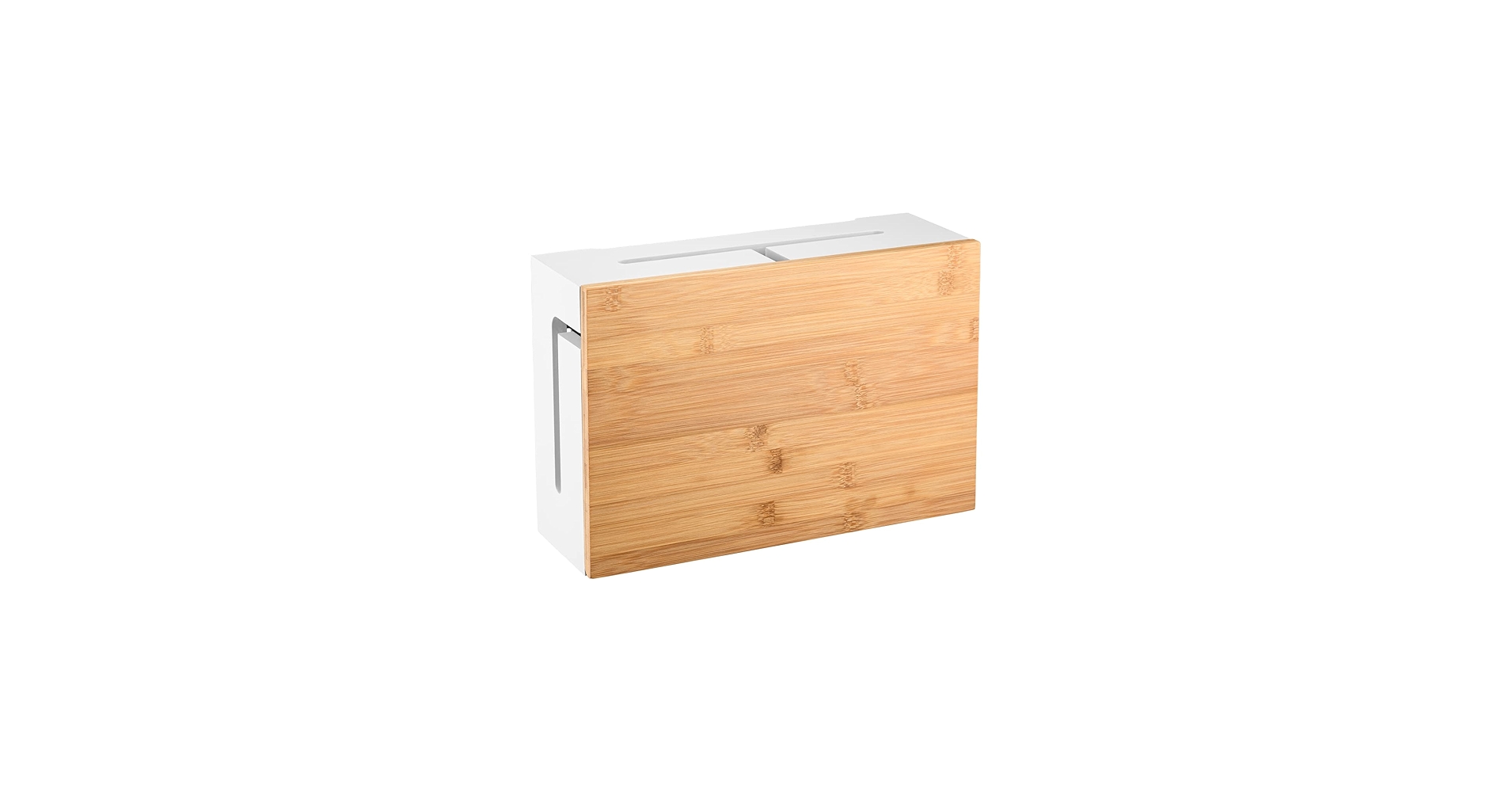 Bamboo Cable Management Box with Magnetic Lid