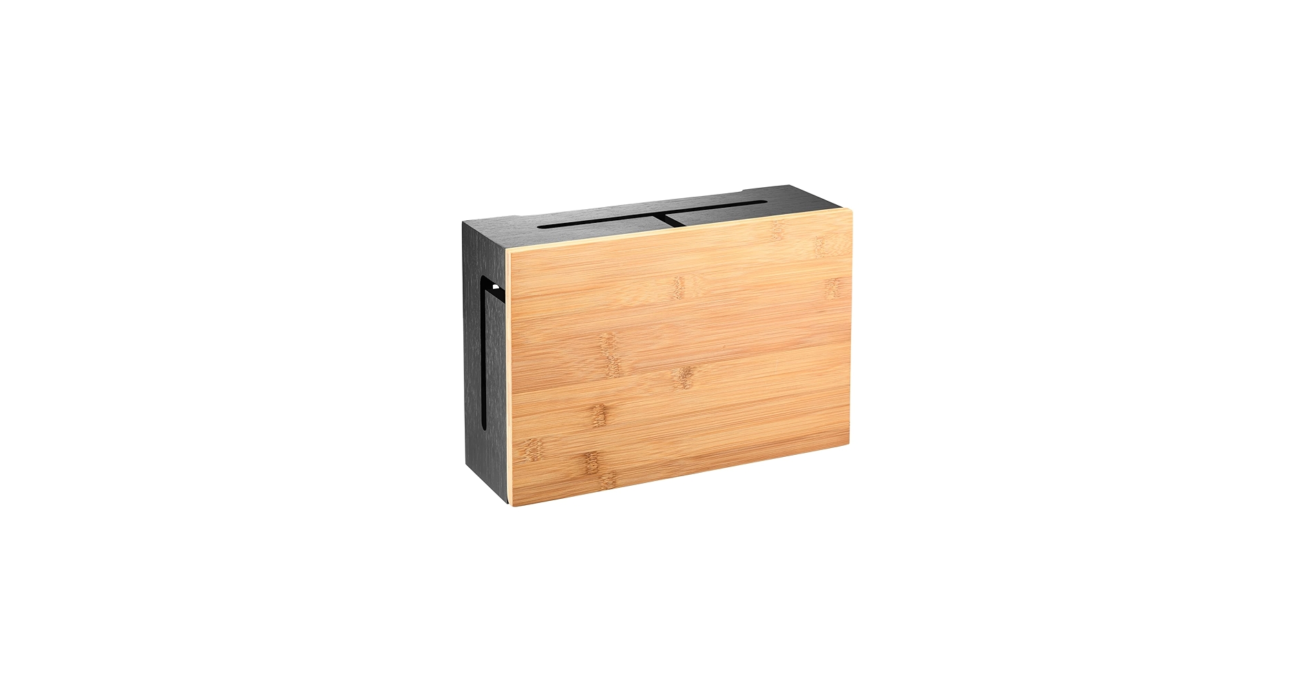 Bamboo Cable Management Box with Magnetic Lid
