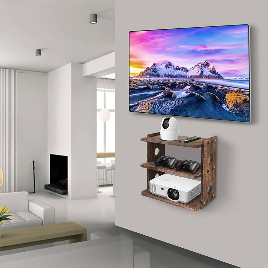BEARUT Wood Floating Shelves Wall Mount Projector