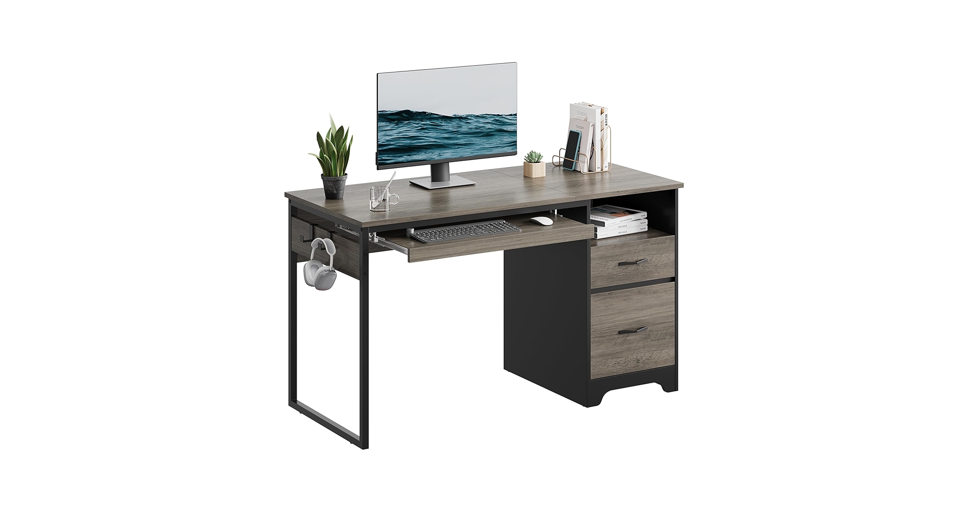Bestier 48” Computer Desk with Drawers, Office Desk