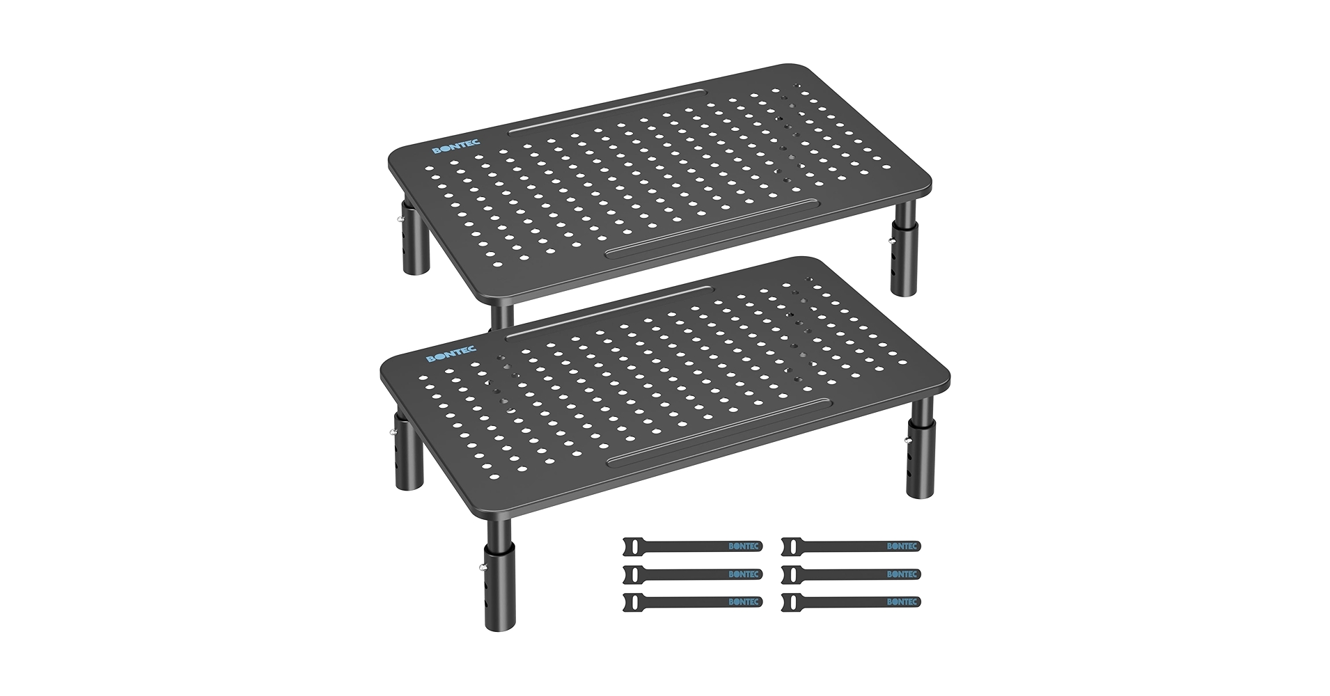 BONTEC 2 Pack 3 Height Adjustable Monitor Stand