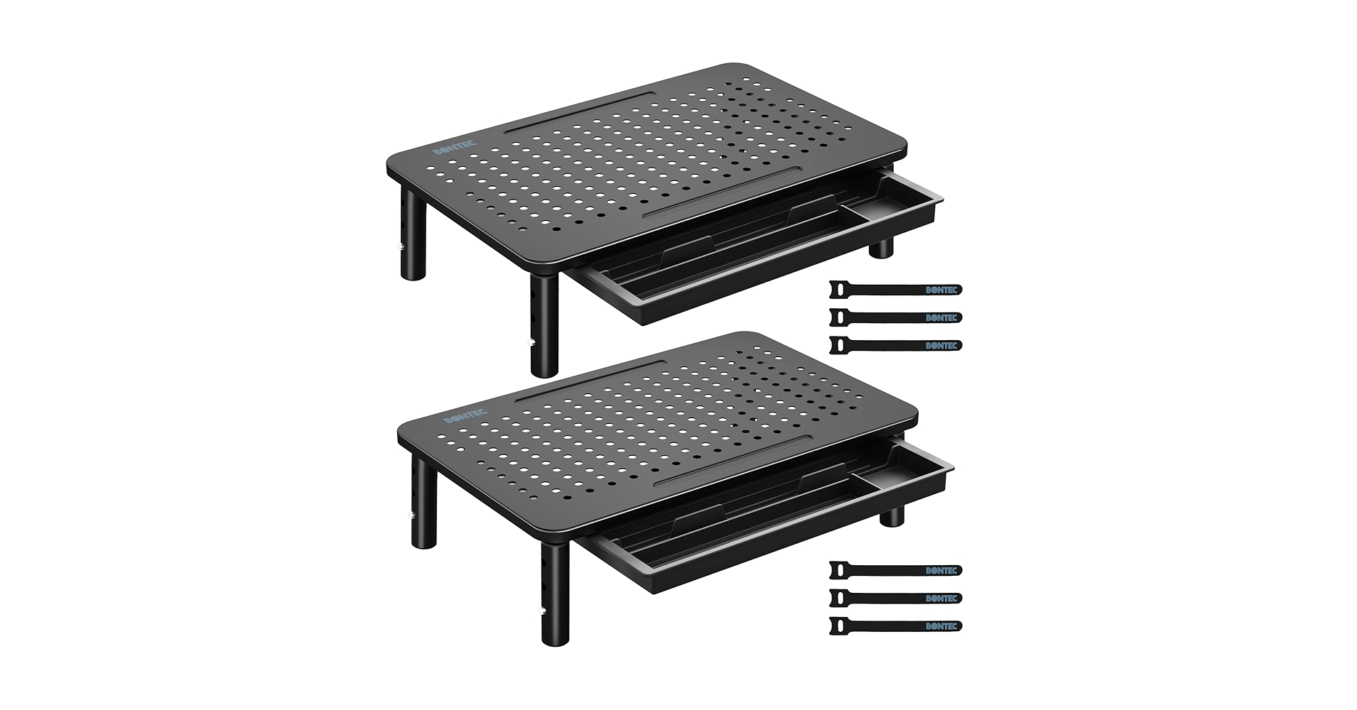 BONTEC 2 Pack Adjustable Monitor Stand Riser with