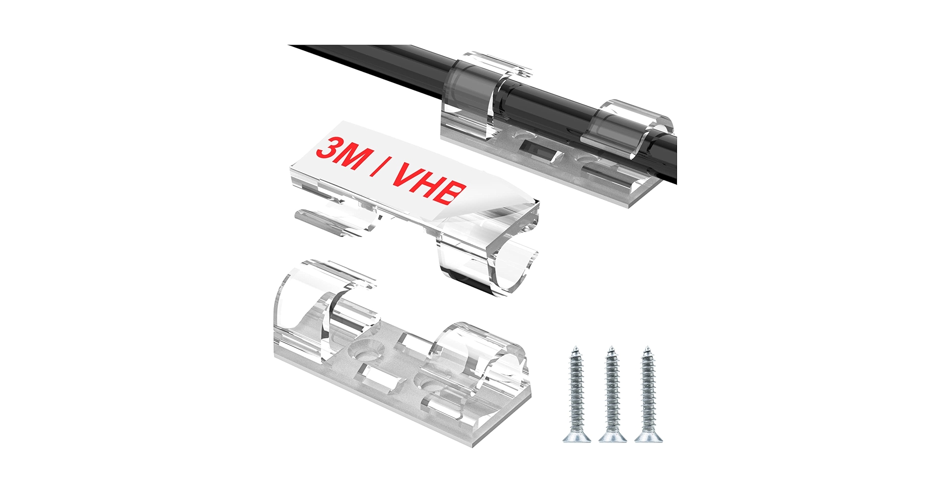 Cable Clips Clear (Large, 26PCS), Heavy Duty