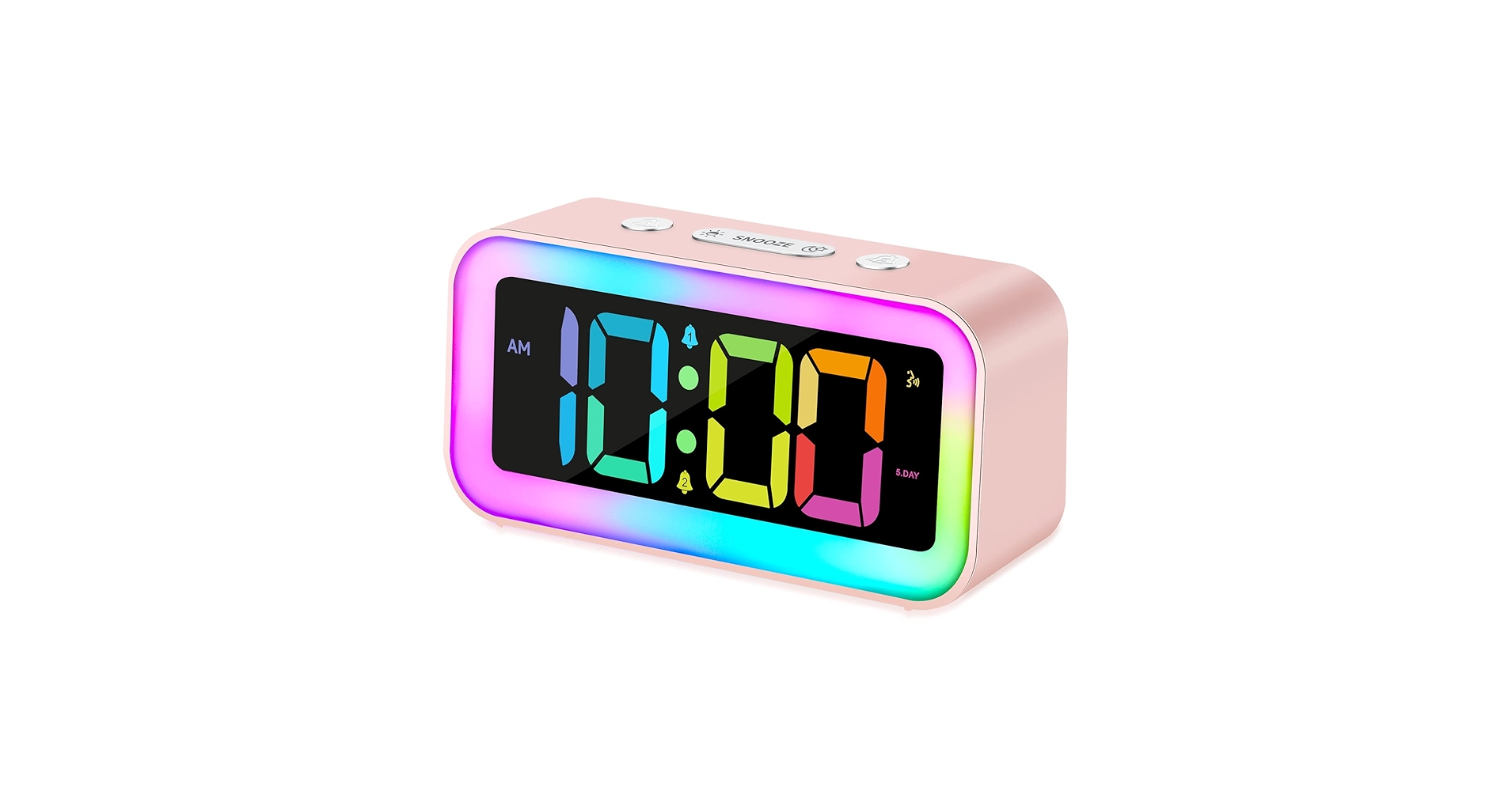Cadmos Cute Pink Loud Alarm Clock with RGB Night