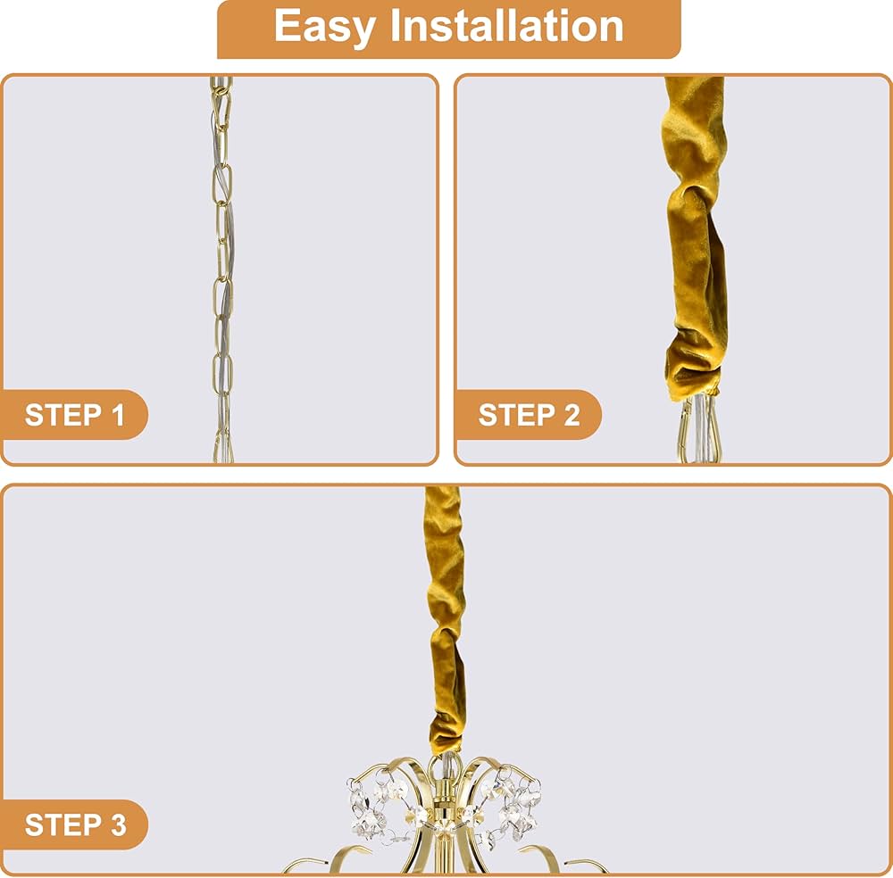 Chandelier Chain Covers 2 Pack Gold Cable Covers 70.8 inches