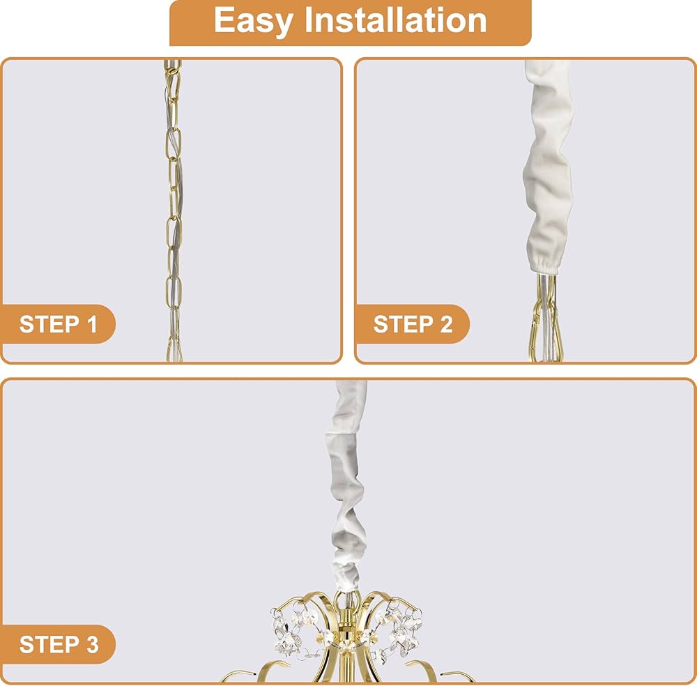 Chandelier Fabric Cord Cover 1 Pack White Chain