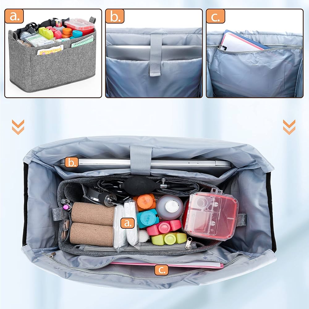 Damero Nurse Tote Bags with Purse Organizer Insert