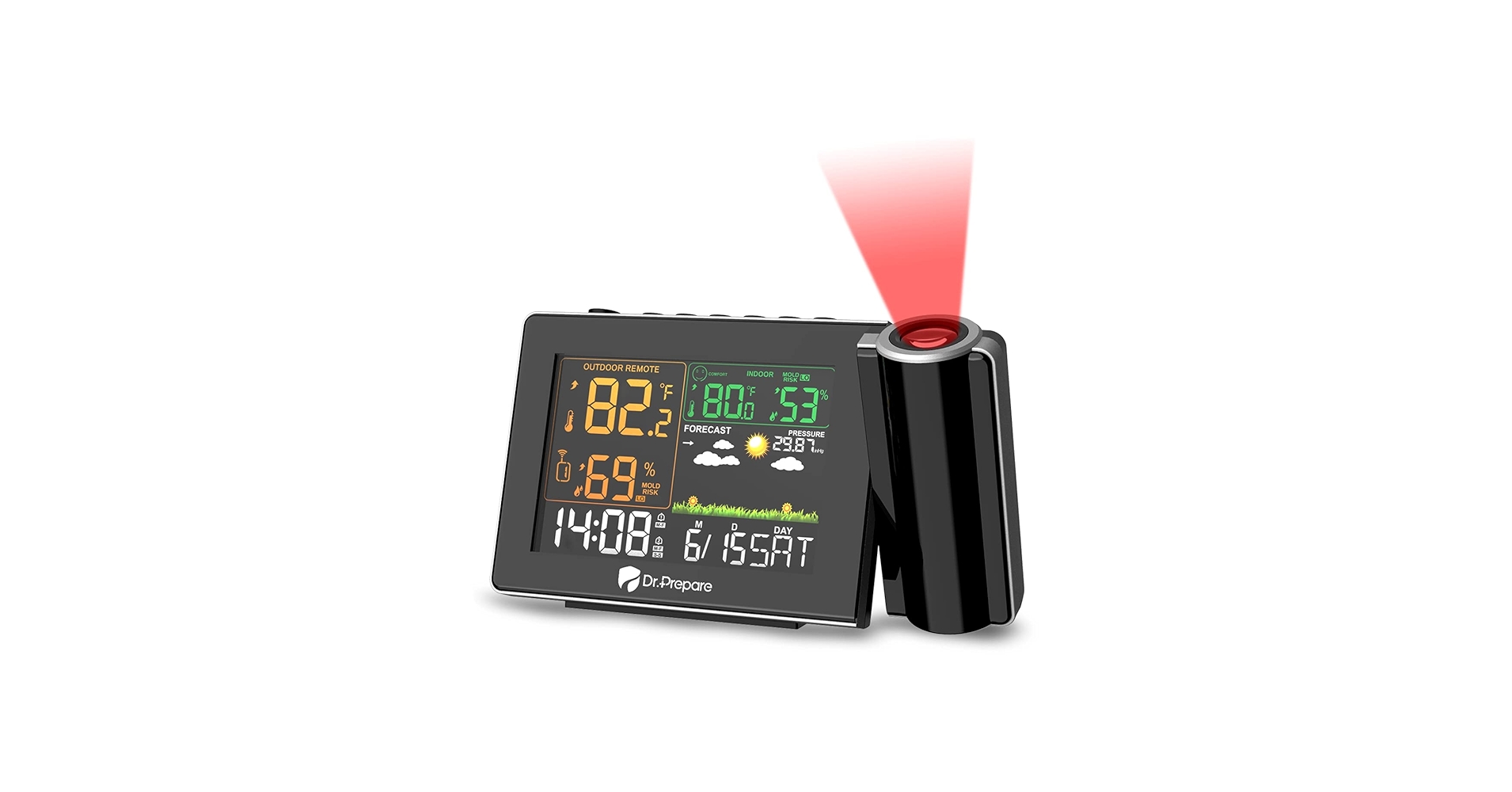 DR.PREPARE Projection Alarm Clock, Adjustable