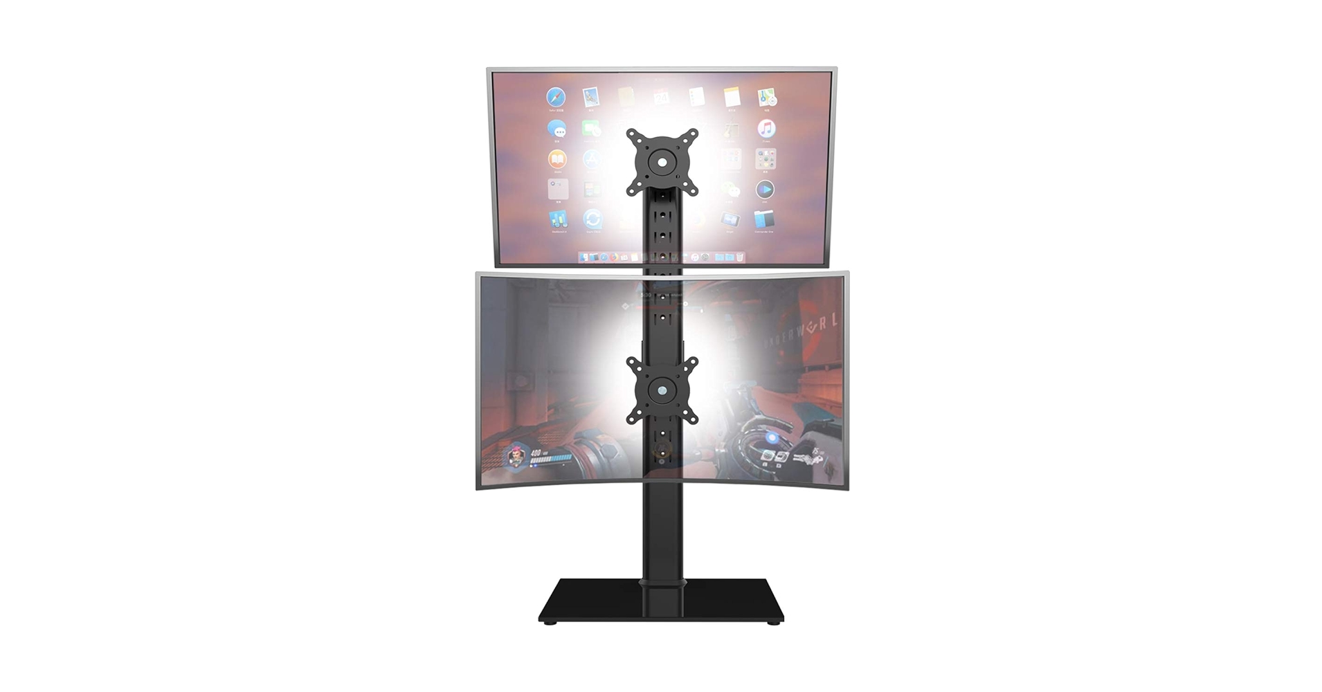 Dual Monitor Stand - Vertical Stack Screen Free
