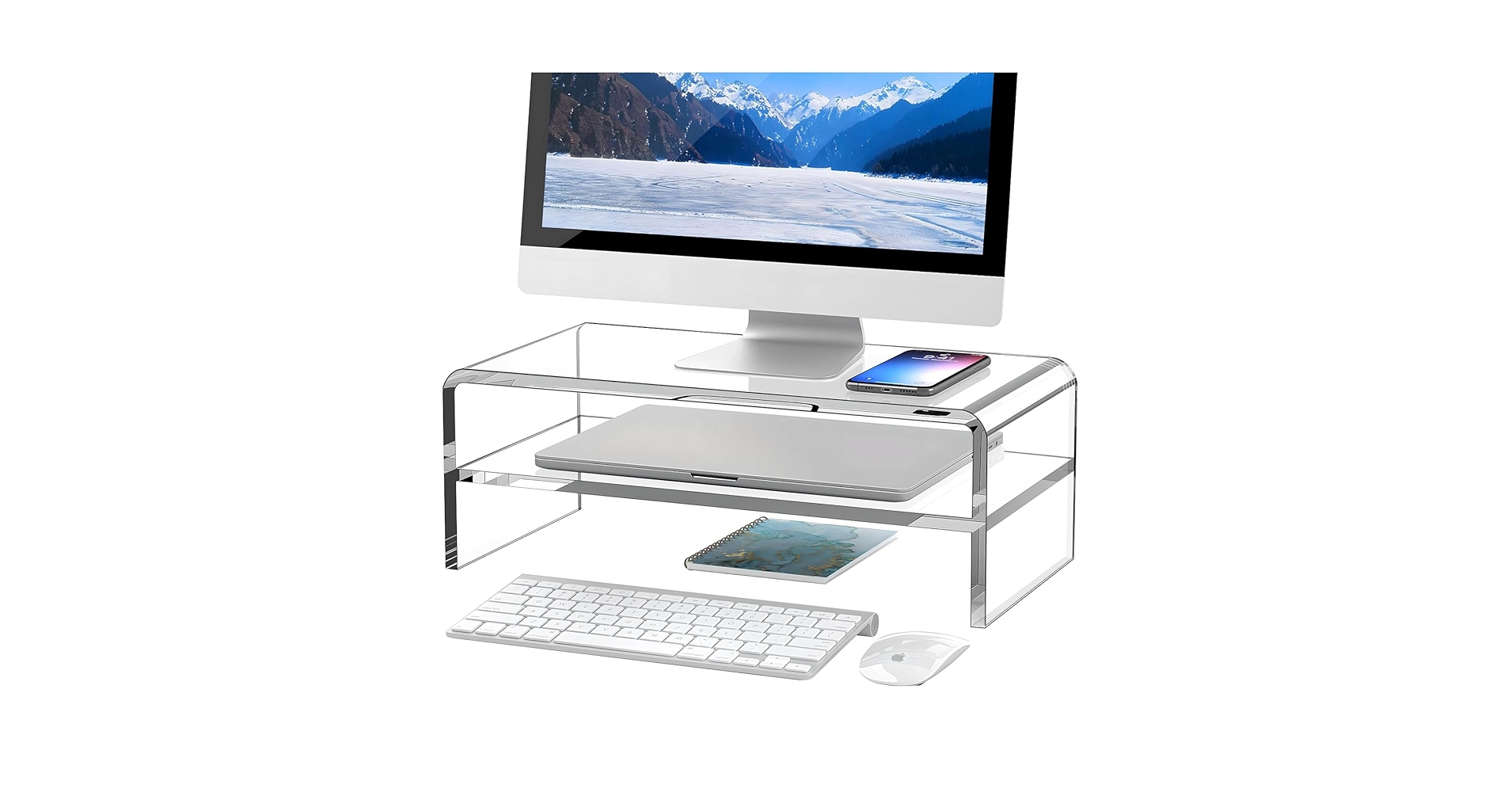 Egchi Clear Acrylic Monitor Stand Riser 2 Tier, 5.12