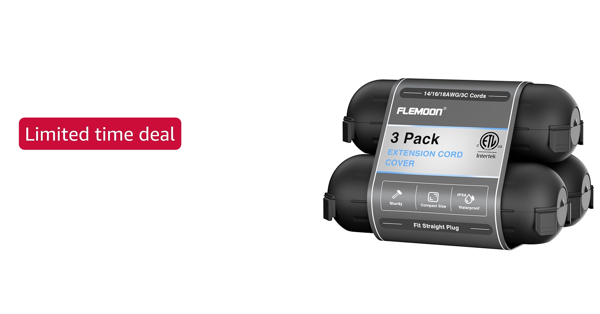 Flemoon [3 Pack] Outdoor Extension Cord Safety Cover with