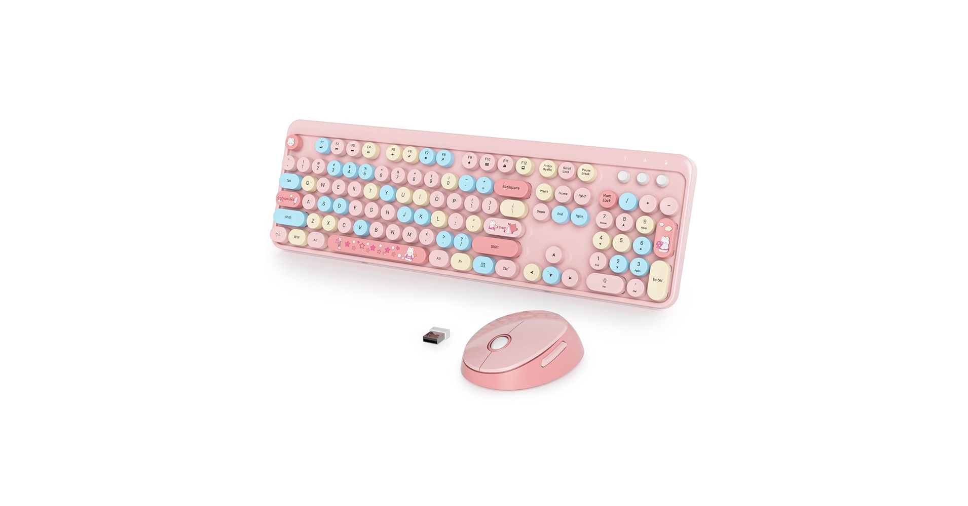 Fogruaden Pink Wireless Retro Typewriter Keyboard