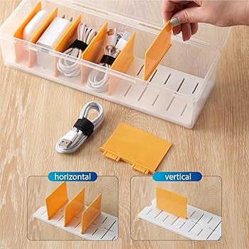 Fzooua 2 Pack Cable Organizer Storage Box with 16