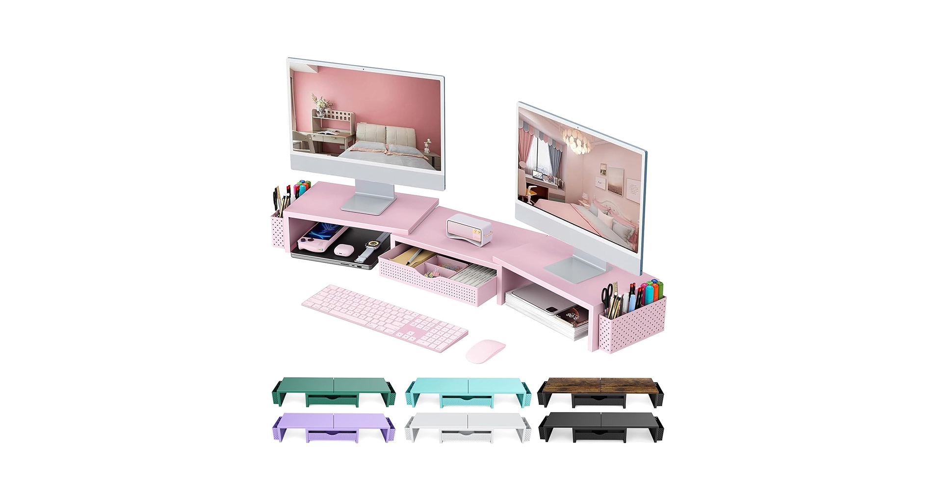 gianotter Dual Monitor Stand Riser, Desk Organizer