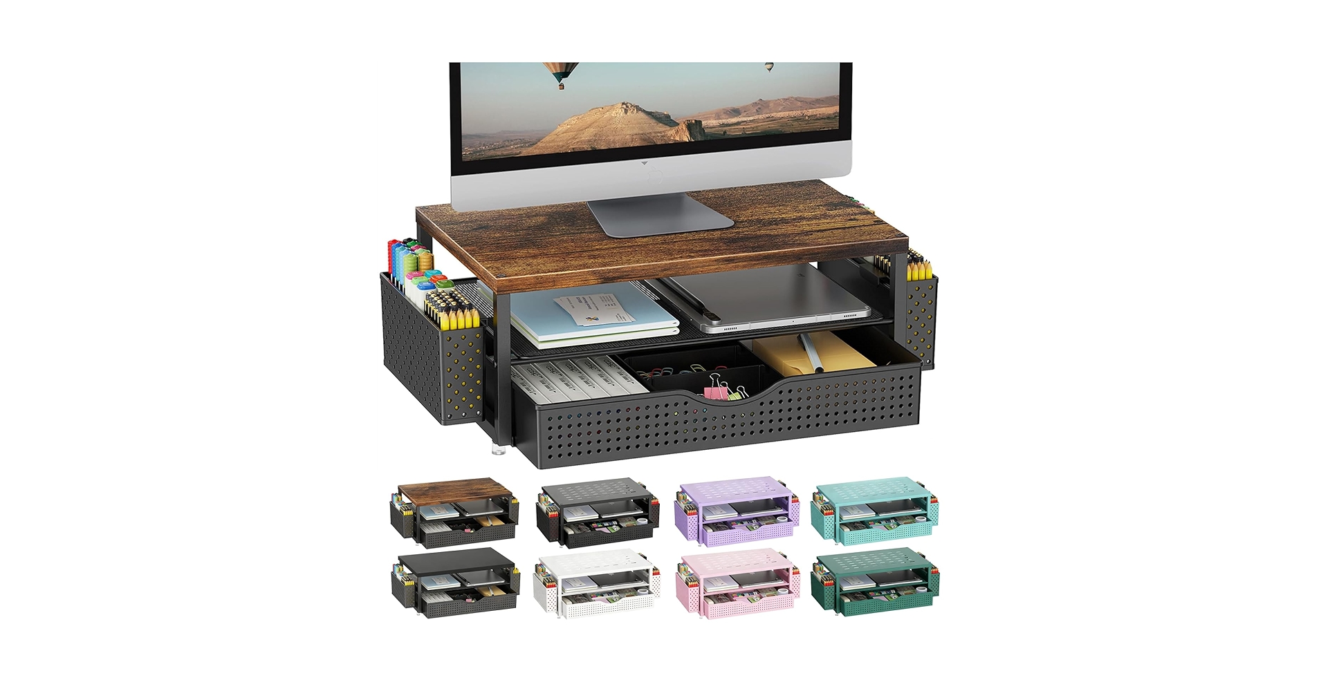 gianotter Wood Monitor Stand Riser, Office Desk Shelf