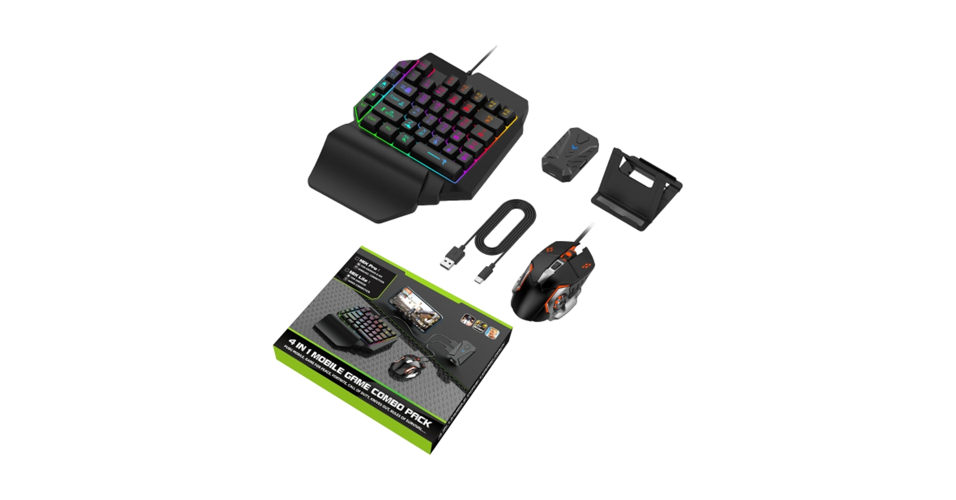 Half Hand Gaming Keyboard and Mouse Combo, 4 in