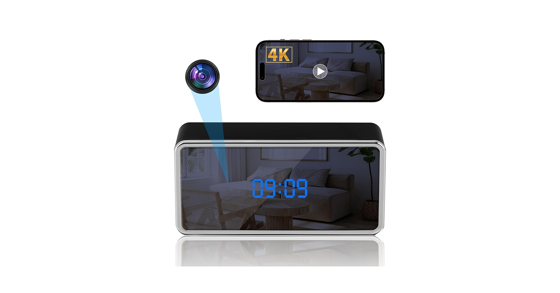 Hidden Video Cameras Clock, HD 4K Clock Camera