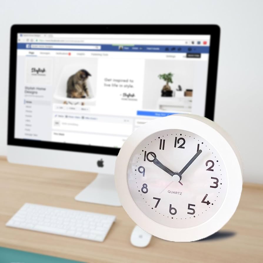 HIQU and HIST Alarm Clock with Backlight, 4 Inches White Desk