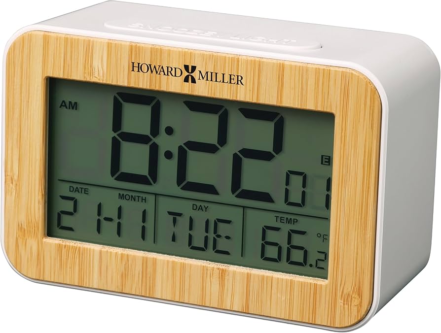Howard Miller Bamboo Box Alarm Clock, Battery