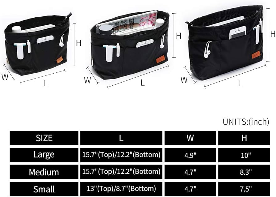 iN. Multi-Pocket Travel Handbag Organizer Insert Large for Tote Bag