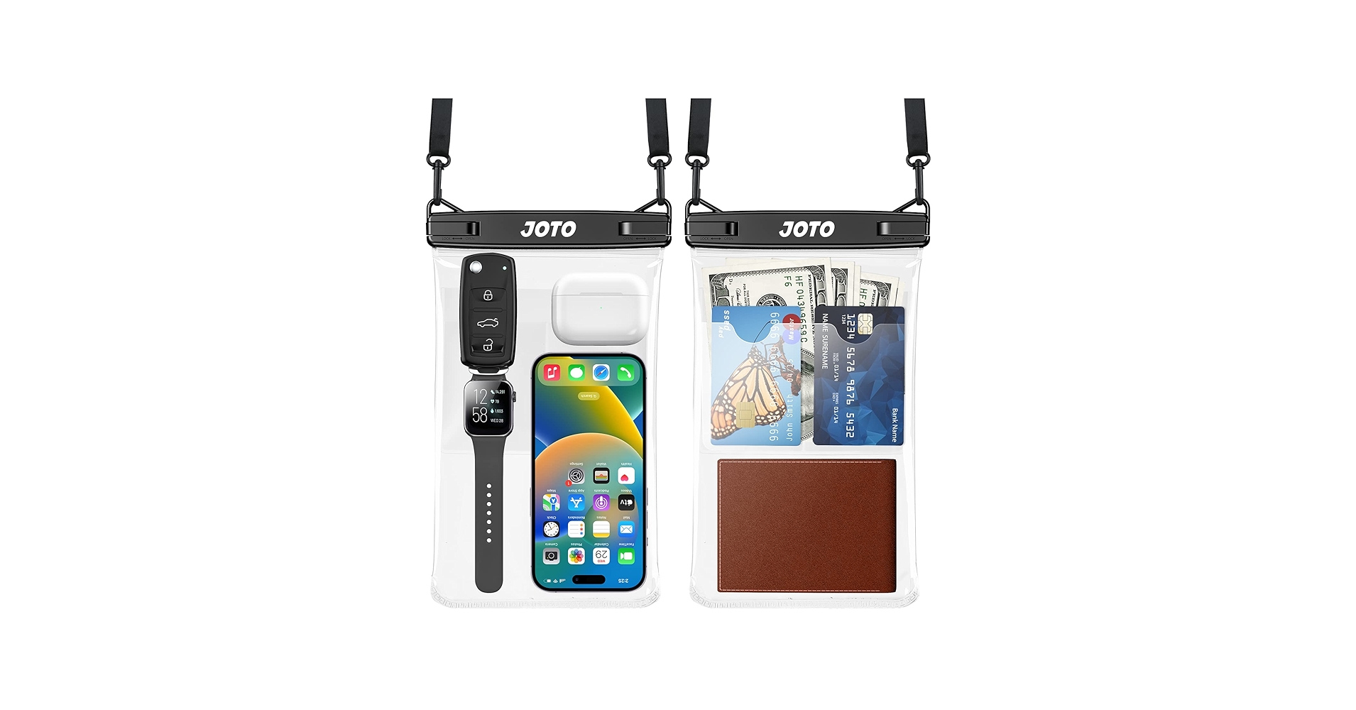 JOTO 2 Pack Large Waterproof Phone Pouch Bag