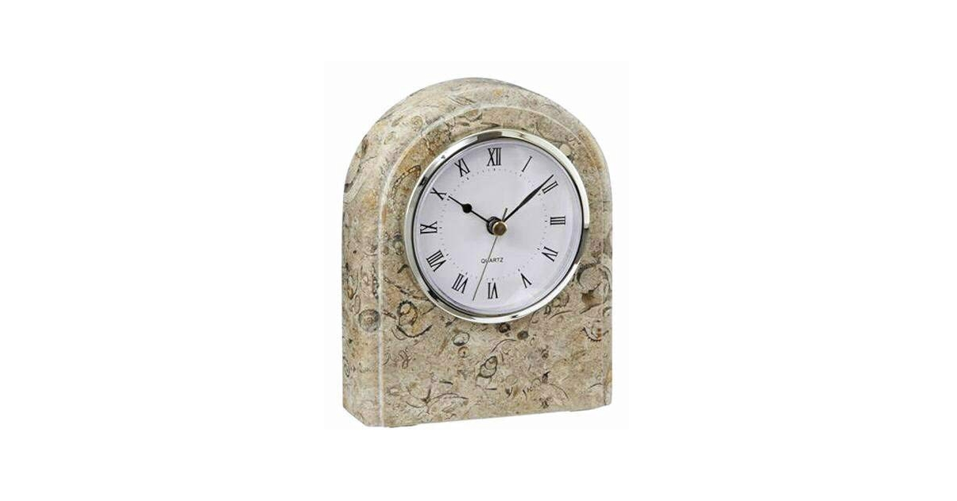 KhanImports Tan Fossil Marble Desk Clock