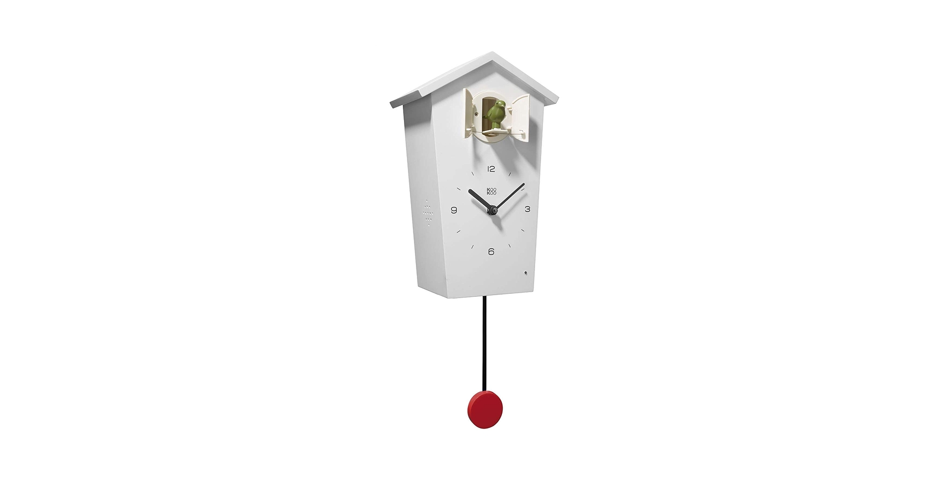 KOOKOO Birdhouse White, modern design cuckoo clock with 12