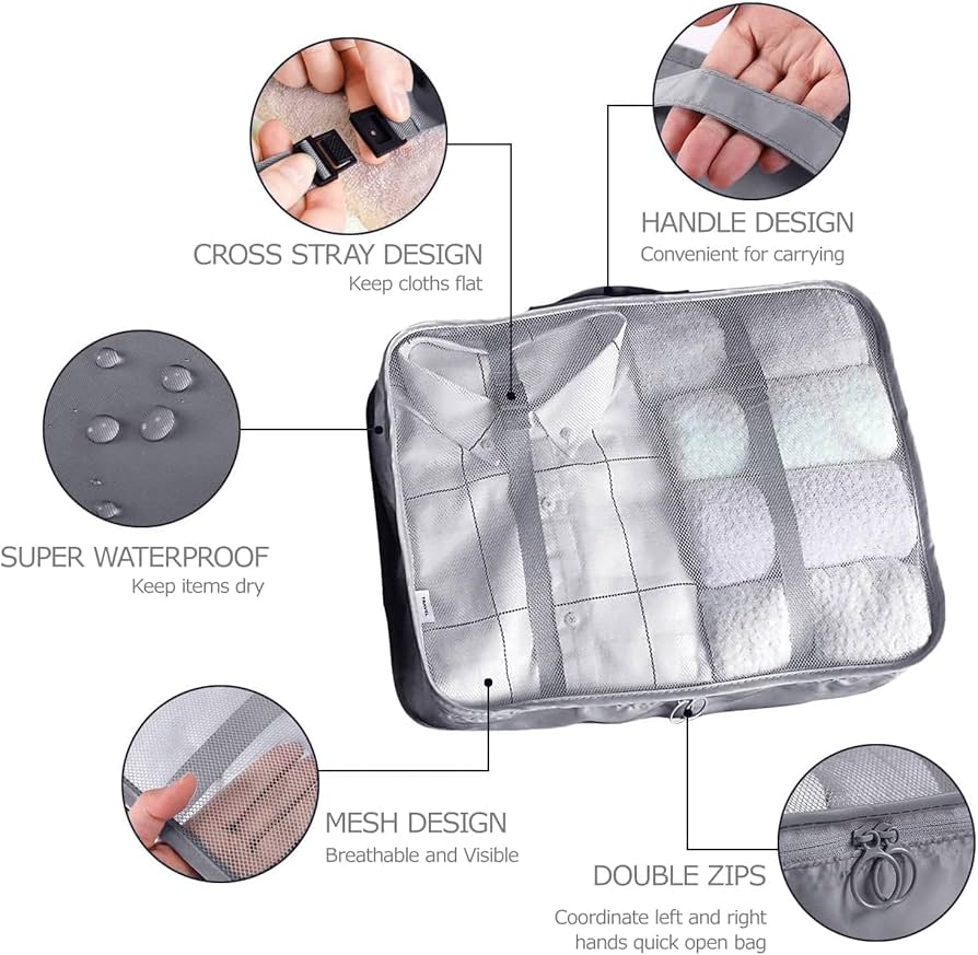 LANSKLBD 8 Set Packing Cubes for Suitcases Travel
