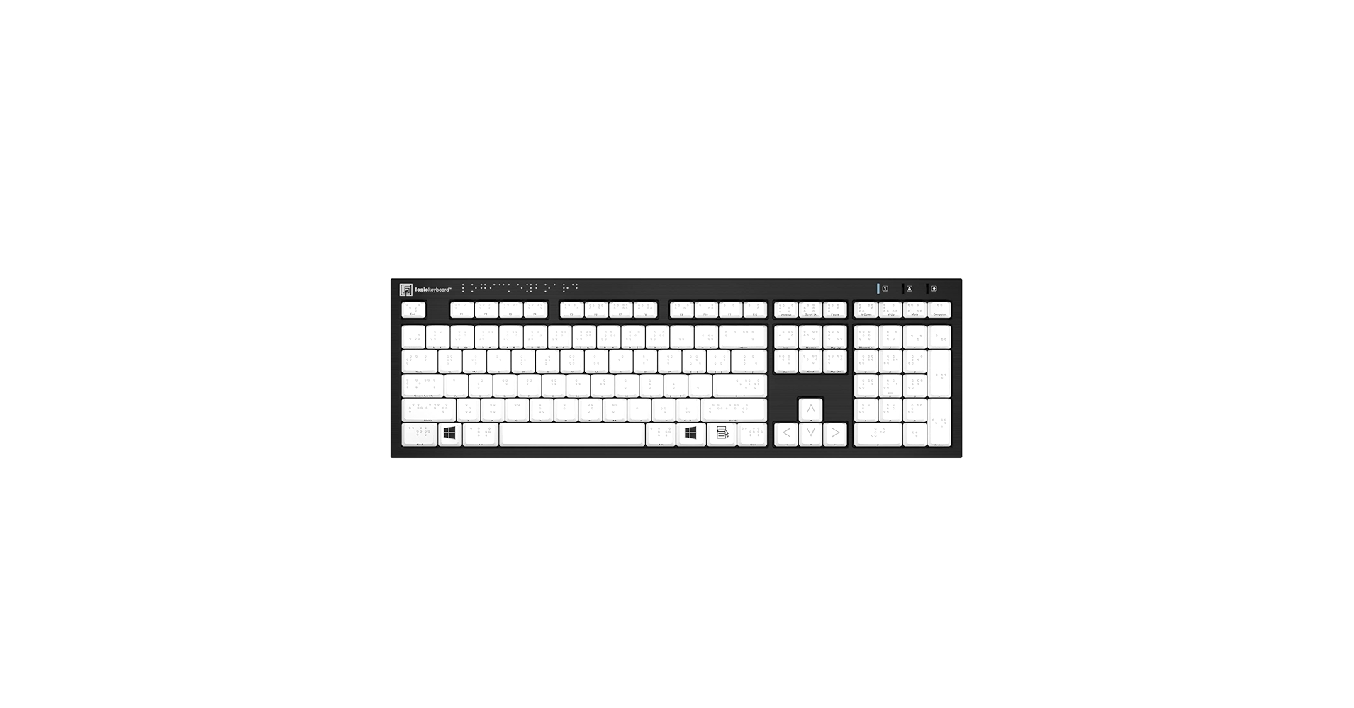 Logickeyboard with Braille 6 dot Alphabet • Including