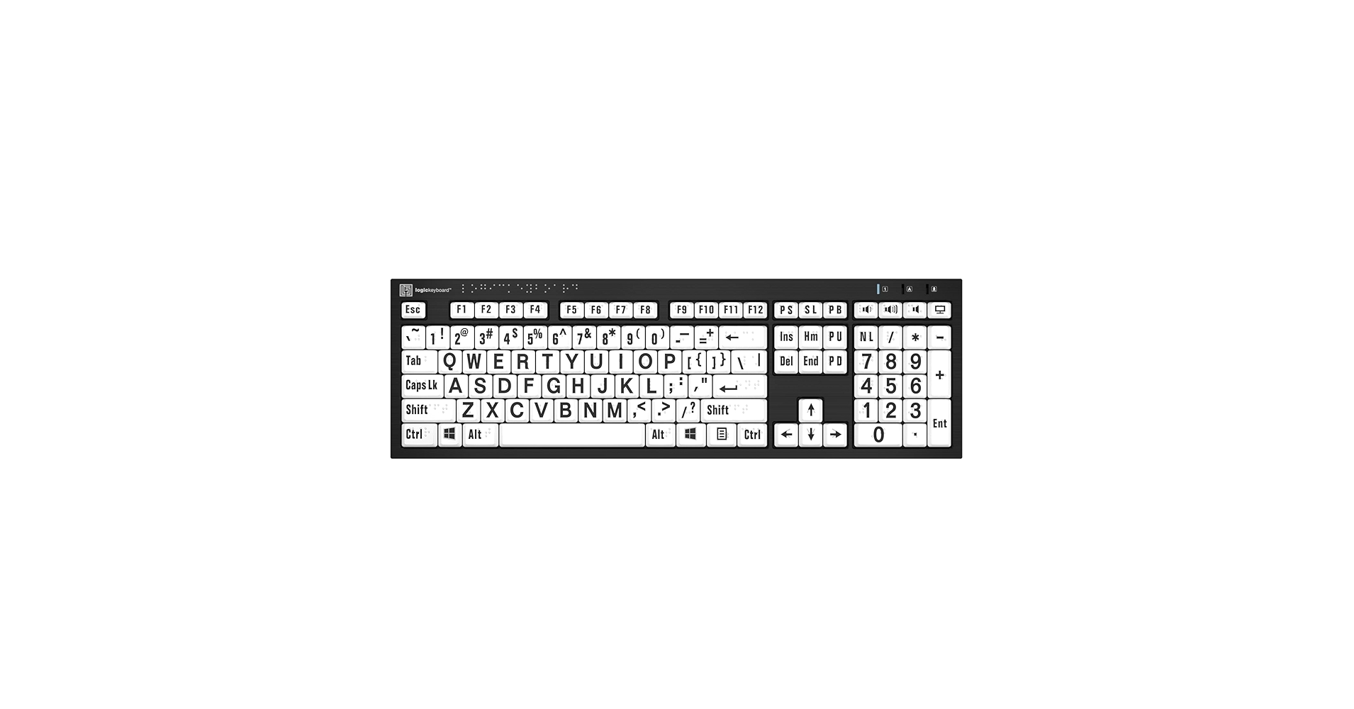 Logickeyboard with Braille 6 dot Alphabet & Large