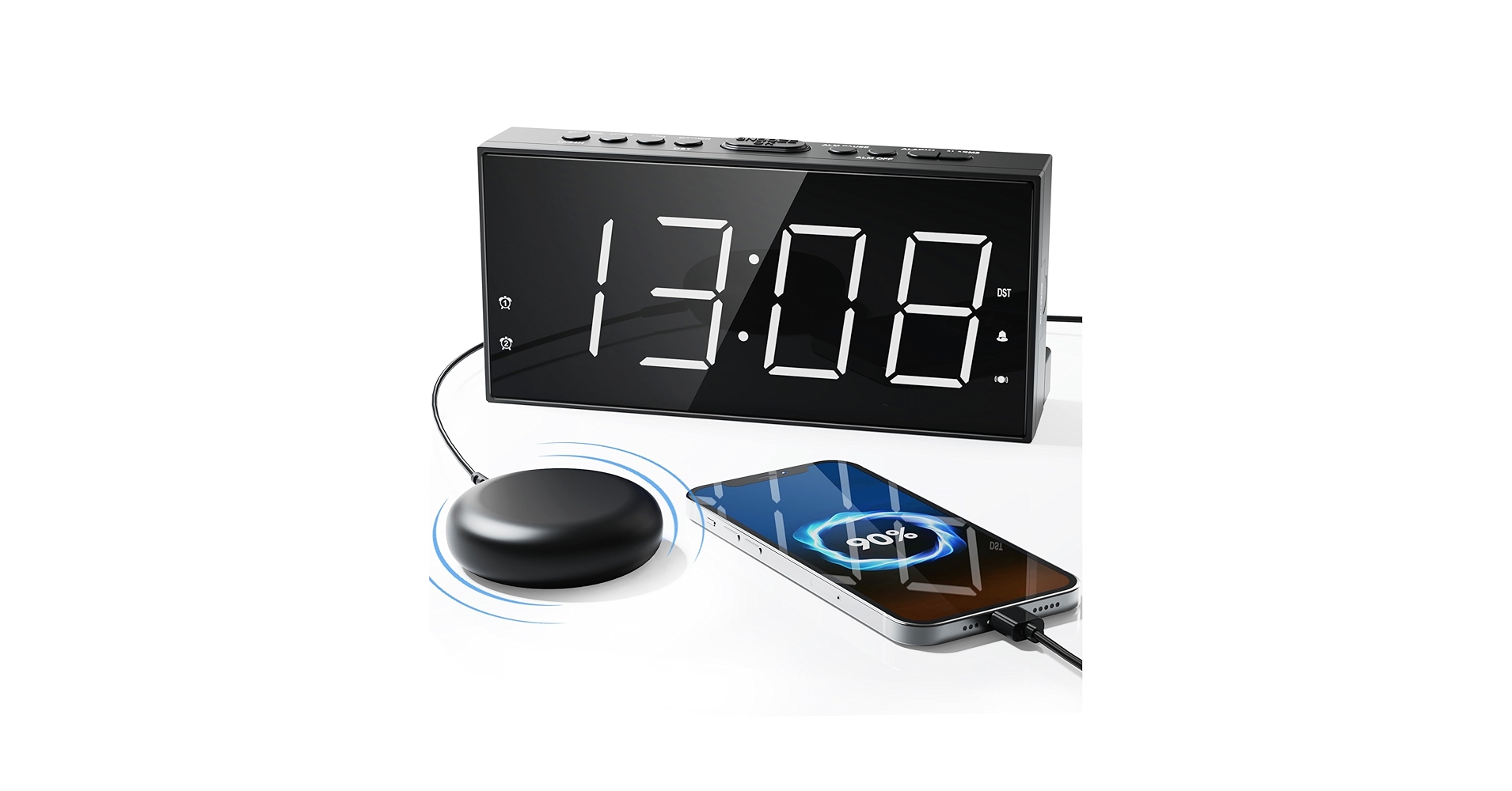 Loud Alarm Clock with Bed Shaker for Heavy Sleeper