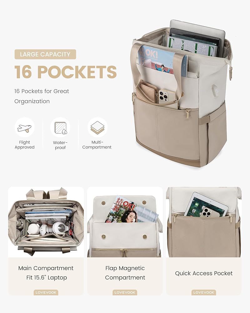 LOVEVOOK Laptop Backpack for Women, 15.6 Inch Work Laptop