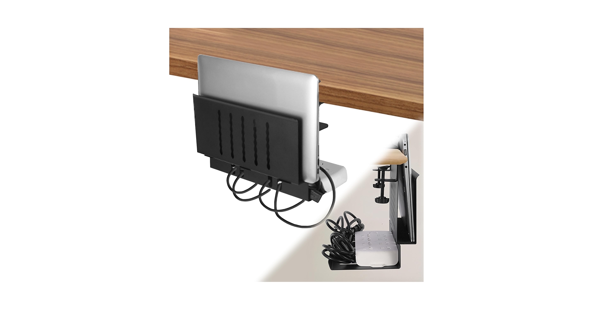 LUKETURE Desk Side Storage, Laptop Holder with
