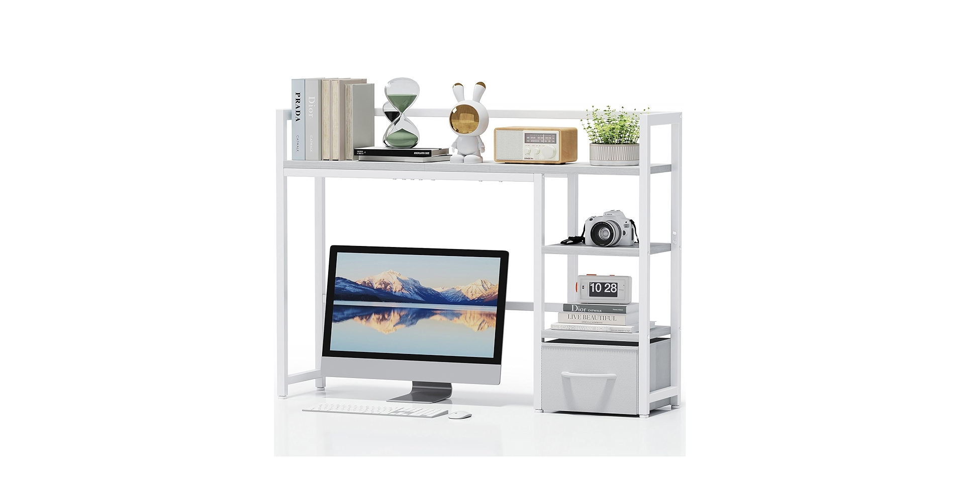 Marbrasse Desk Shelf with Drawer, 40