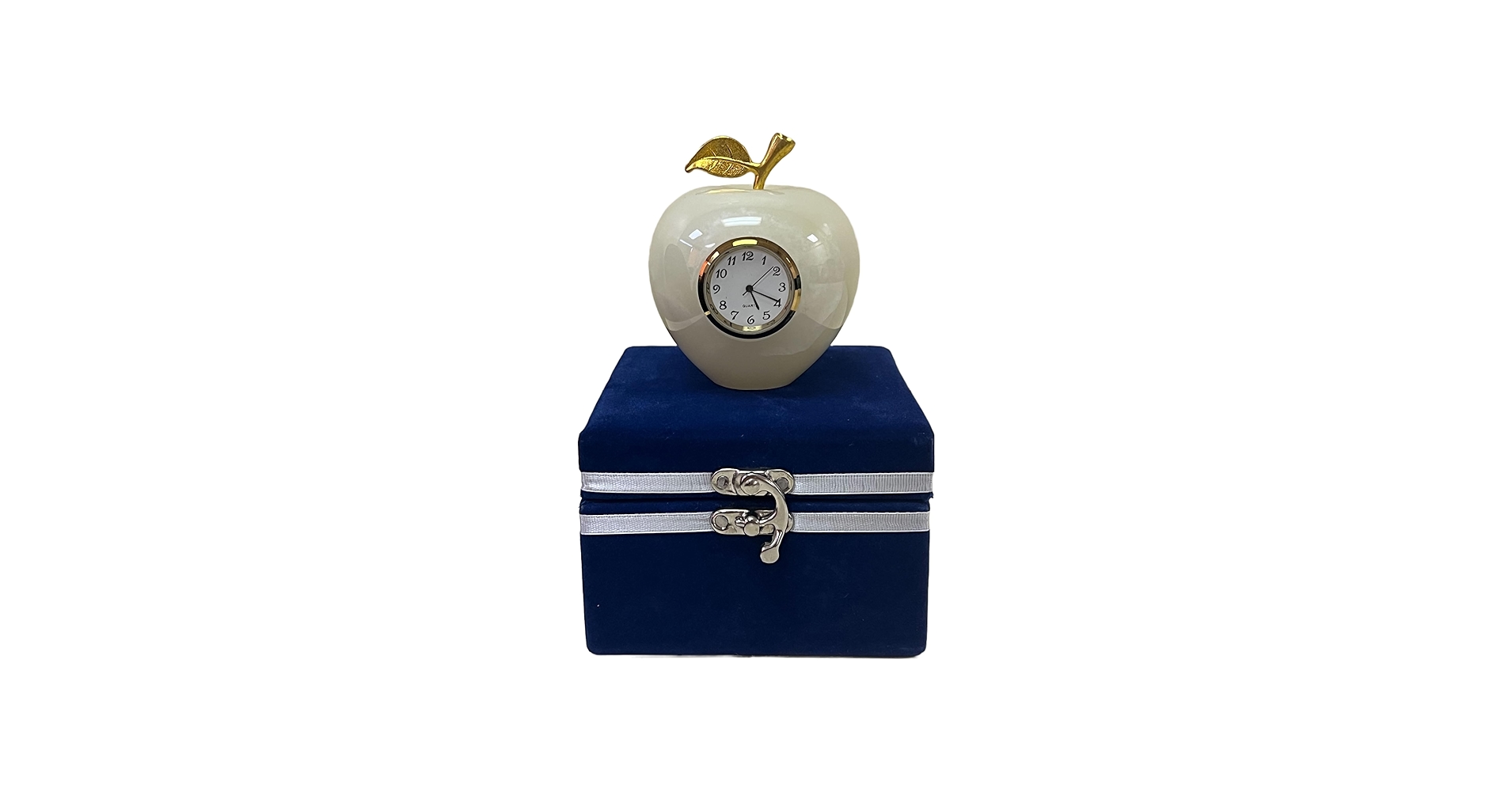 NatureBoost White Marble Apple Clock – Elegant