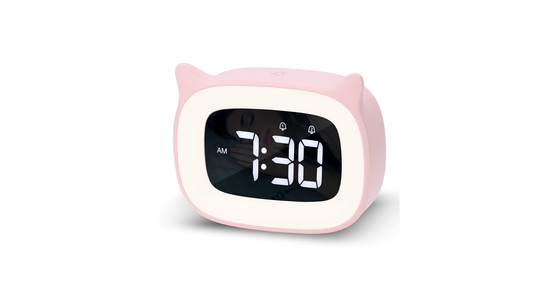 NESIFEE Pink Alarm Clock with Night Light, Cute Cat