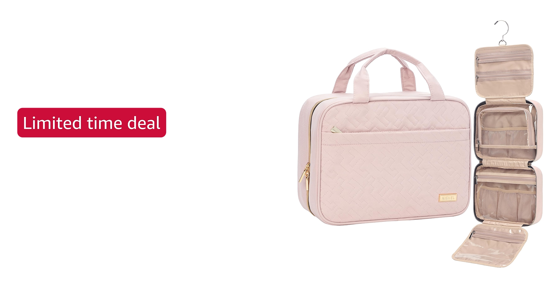 NISHEL Travel Toiletry Bag for women, Portable Hanging Organizer